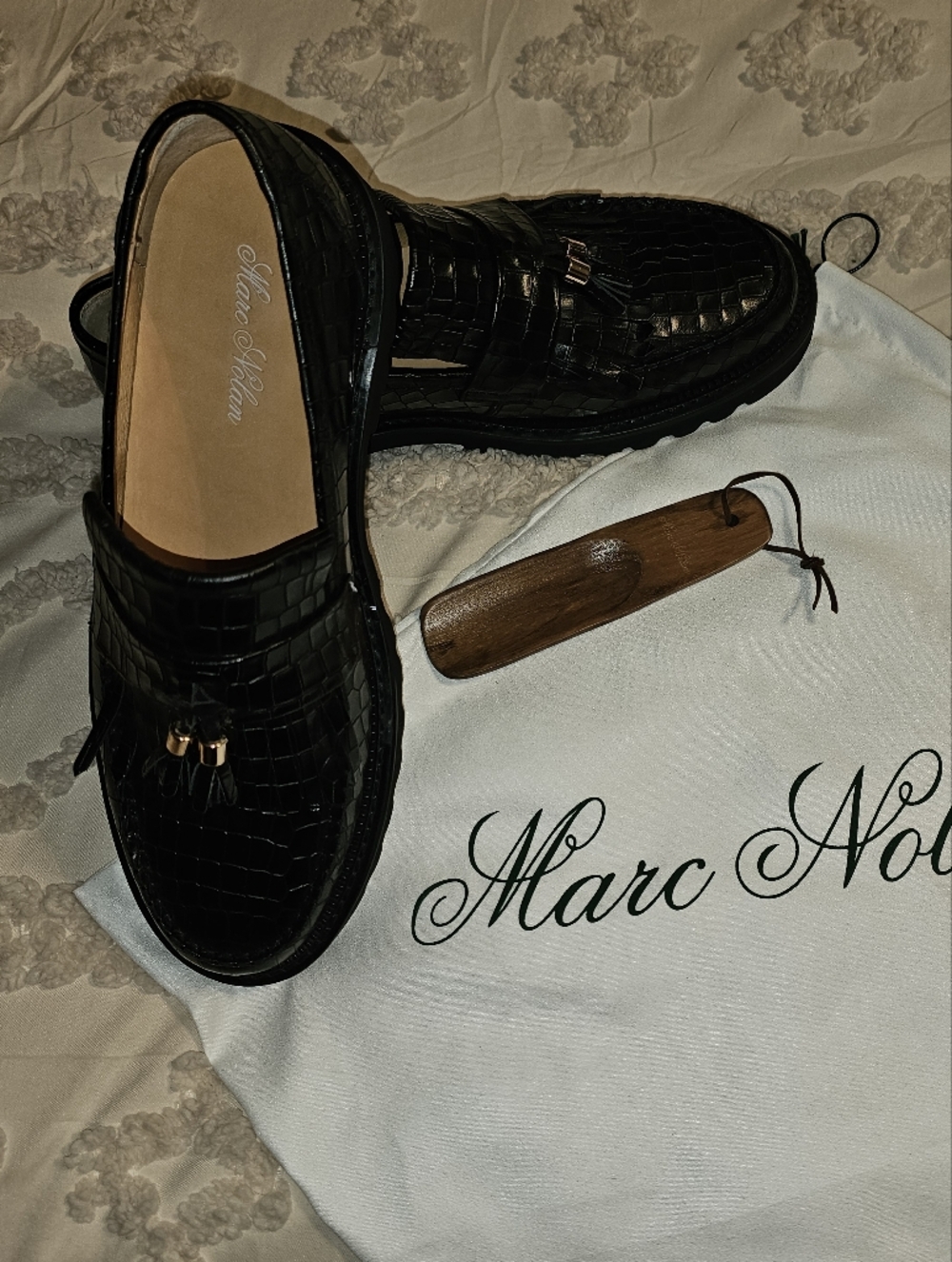 Marc Nolan Men’s Black Croc-Embossed Leather Loafers